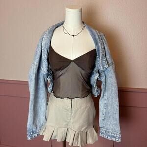 city girl denim overcoat jacket sz large light blue cotton indie festival boho